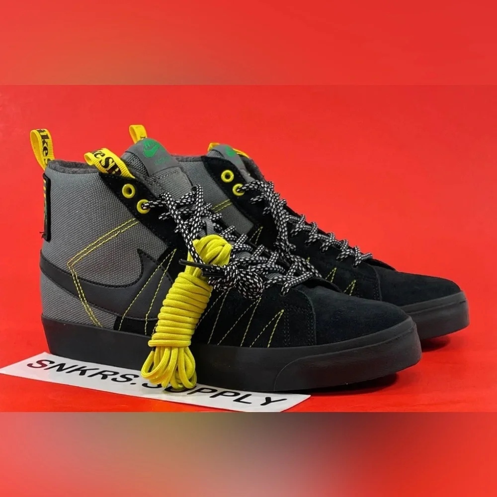 Nike High-Top Skate Sneakers in Black, Gray & Yellow